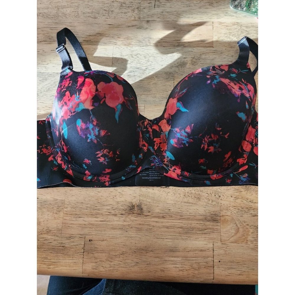 Floral Black and Red Women's Bra
